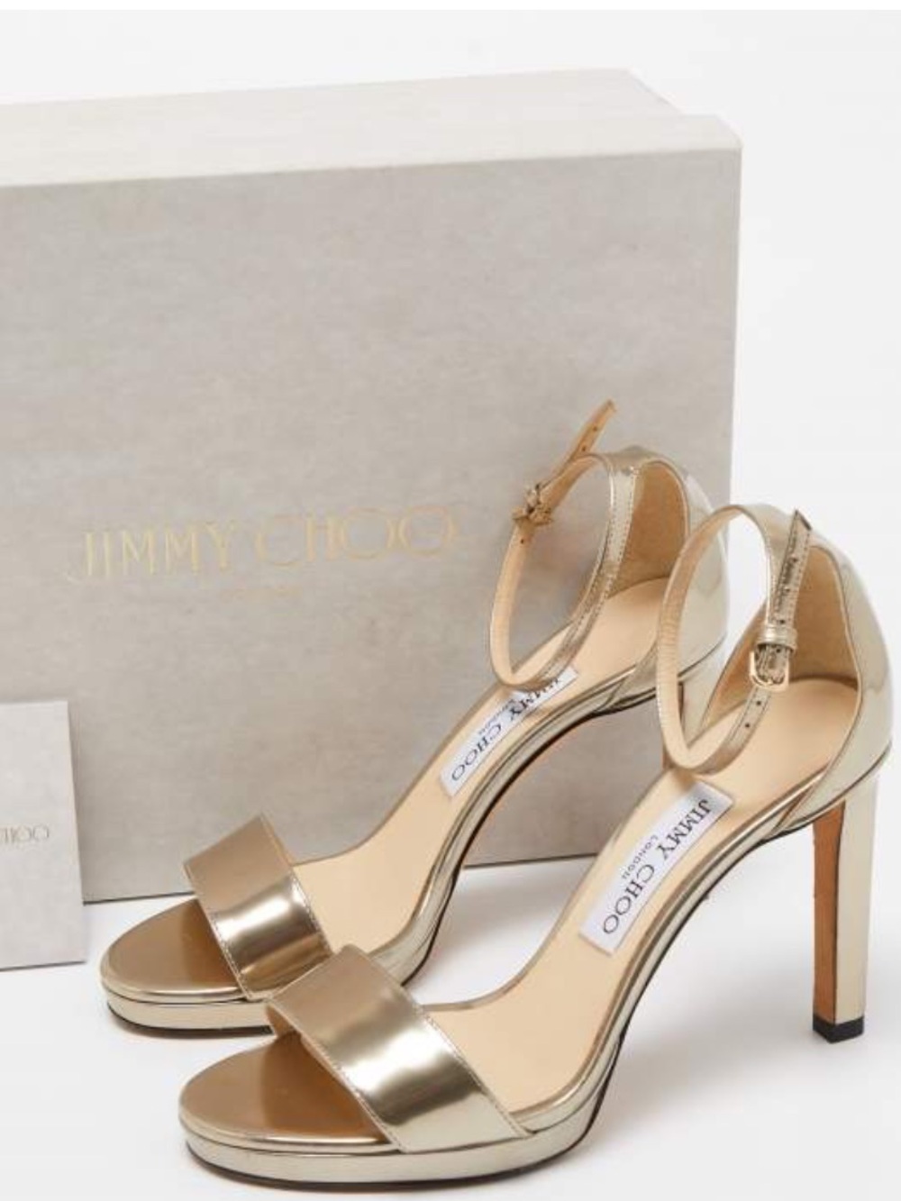 Jimmy Choo Gold Ankle-Strap Platform Sandals